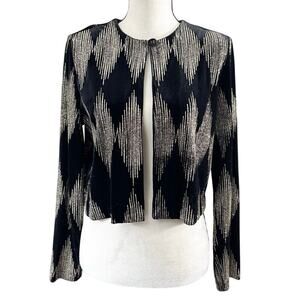 VTG Y2K Studio C Jacket Womens Black Velvet Gold Glitter Jacket - Size 12